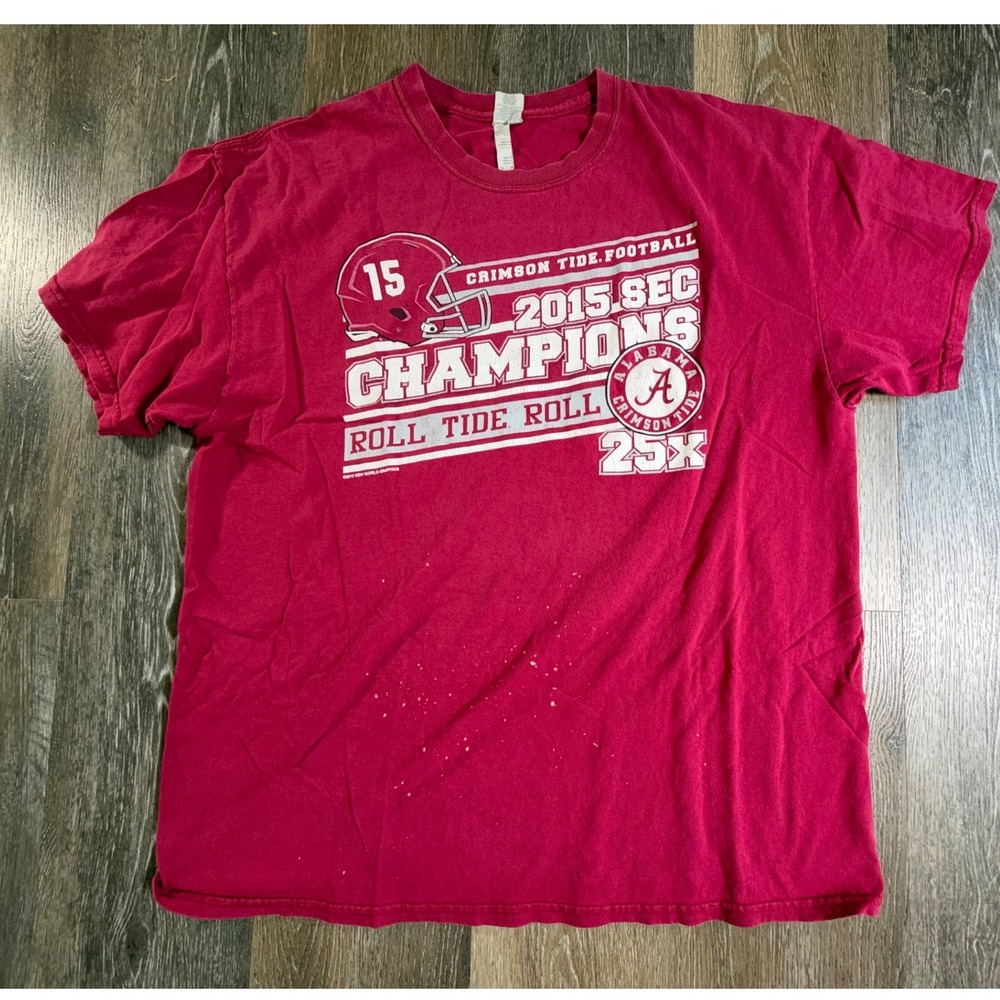 Gildan Alabama Crimson Tide T-Shirt Mens XL Red 2015 SEC Champions Graphic Tee